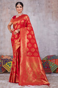 Cherry Red Banarasi Saree