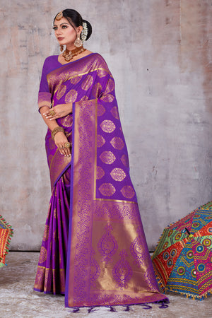 Grepe Violet Banarasi Saree