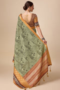 Green Tussar Silk Saree With Blouse Piece