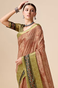 Green Tussar Silk Saree With Blouse Piece