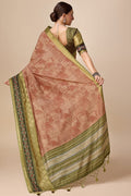 Green Tussar Silk Saree With Blouse Piece