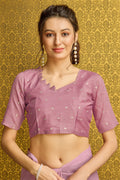 Violet Silk  Floral Woven Design Saree