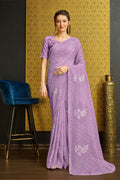 Purple Silk  Floral Woven Design Saree