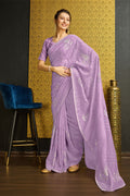 Purple Silk  Floral Woven Design Saree