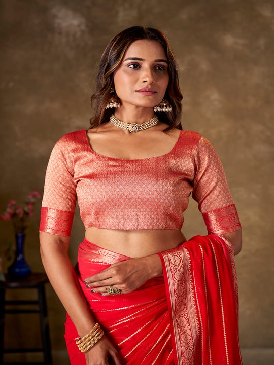 Georgette Banarasi Silk Saree With Blouse Piece