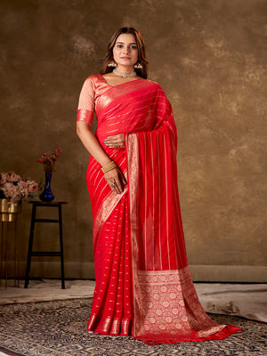 Georgette Banarasi Silk Saree With Blouse Piece