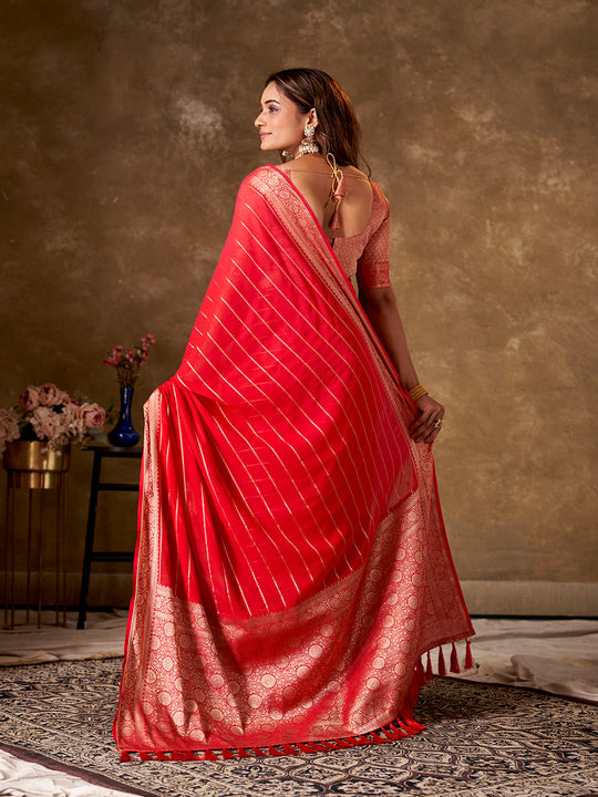 Georgette Banarasi Silk Saree With Blouse Piece