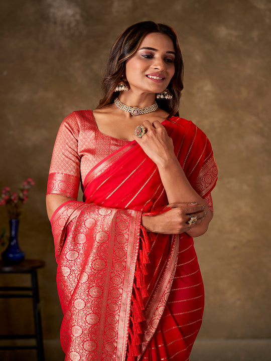 Georgette Banarasi Silk Saree With Blouse Piece