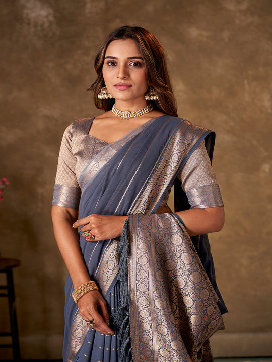 Georgette Banarasi Silk Saree With Blouse Piece