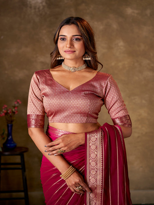 Georgette Banarasi Silk Saree With Blouse Piece