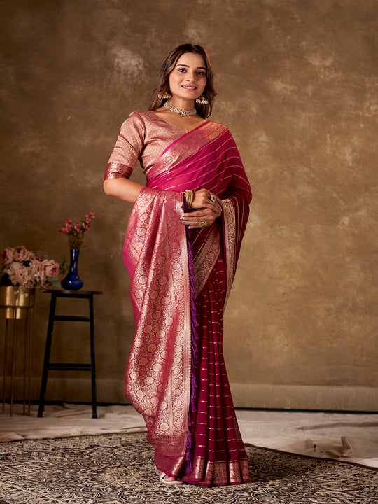 Georgette Banarasi Silk Saree With Blouse Piece