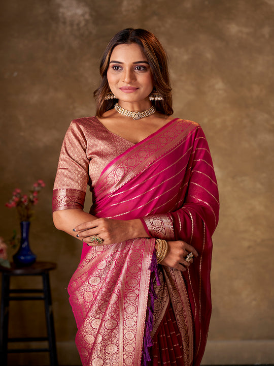 Georgette Banarasi Silk Saree With Blouse Piece