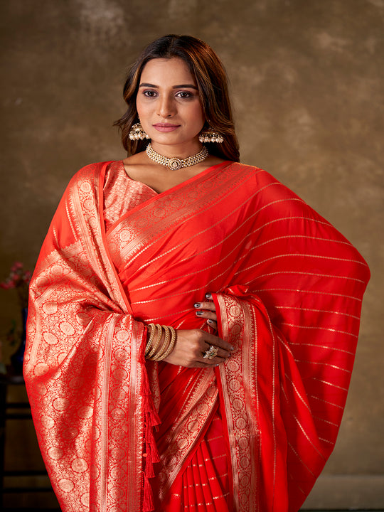 Georgette Banarasi Silk Saree With Blouse Piece