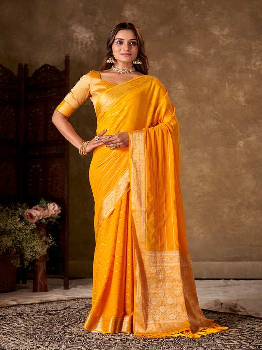 Georgette Banarasi Silk Saree With Blouse Piece