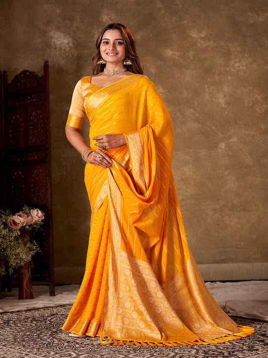 Georgette Banarasi Silk Saree With Blouse Piece