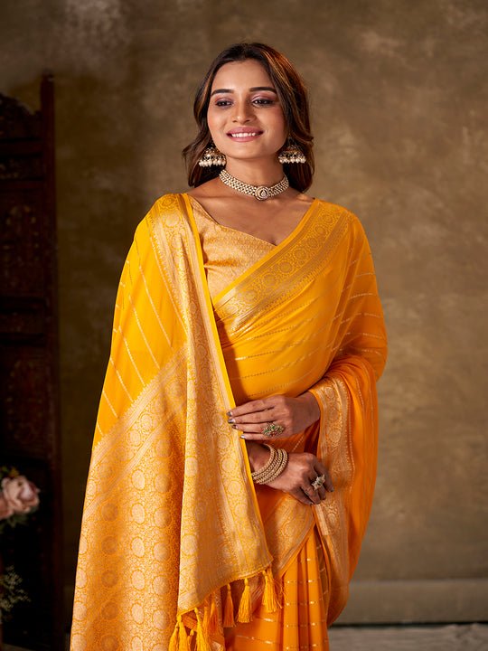 Georgette Banarasi Silk Saree With Blouse Piece