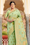 Olive Green Linen Saree