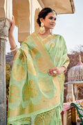 Olive Green Linen Saree