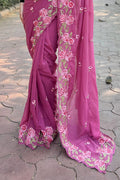 Pink Georgette Saree with Pink Blouse Piece