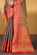 Golden Grey Dharmavaram Silk Saree