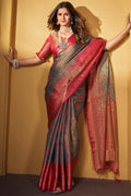 Golden Grey Dharmavaram Silk Saree
