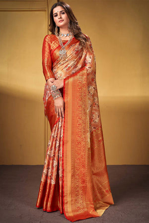Salmon Pink Dharmavaram Silk Saree