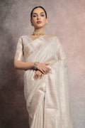 Cream Tissue Saree With Blouse Piece