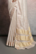 Cream Tissue Saree With Blouse Piece