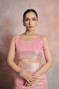 Pink Tissue Saree With Blouse Piece