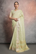 Green Tissue Saree With Blouse Piece