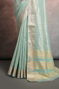 Sea Green Tissue Saree With Blouse Piece