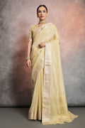 Yellow Tissue Saree With Blouse Piece