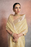 Yellow Tissue Saree With Blouse Piece