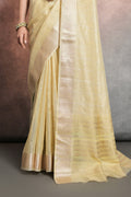 Yellow Tissue Saree With Blouse Piece