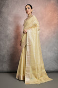 Yellow Tissue Saree With Blouse Piece