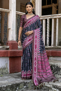 Black Silk Cotton Saree With Blouse Piece