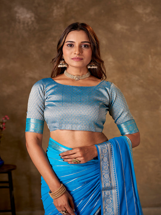 Georgette Banarasi Silk Saree With Blouse Piece