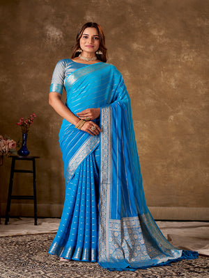 Georgette Banarasi Silk Saree With Blouse Piece