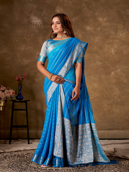 Georgette Banarasi Silk Saree With Blouse Piece