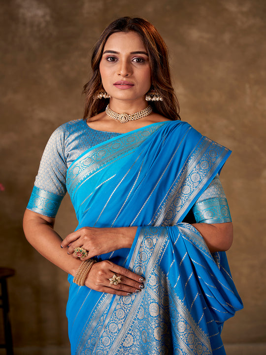 Georgette Banarasi Silk Saree With Blouse Piece