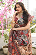 Peach Cotton Silk Saree With Blouse Piece