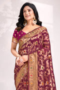 Purple Organza Saree With Blouse Piece