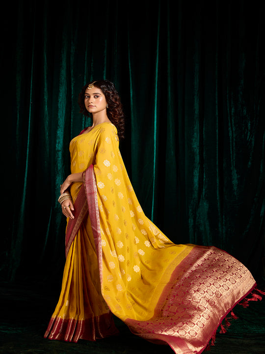 Georgette Banarasi Silk Saree With Blouse Piece