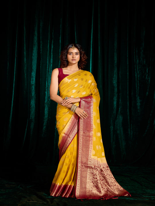 Georgette Banarasi Silk Saree With Blouse Piece