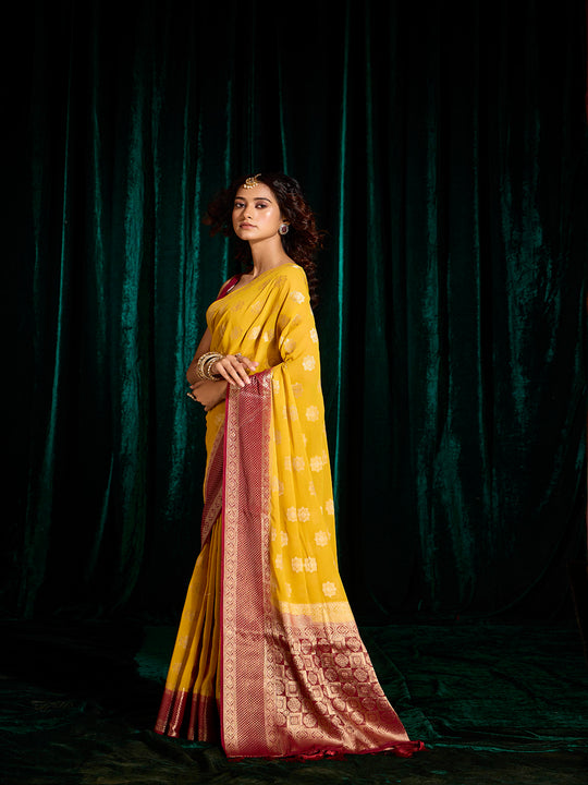 Georgette Banarasi Silk Saree With Blouse Piece