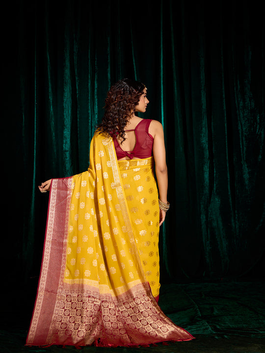 Georgette Banarasi Silk Saree With Blouse Piece