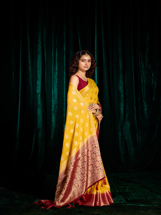 Georgette Banarasi Silk Saree With Blouse Piece