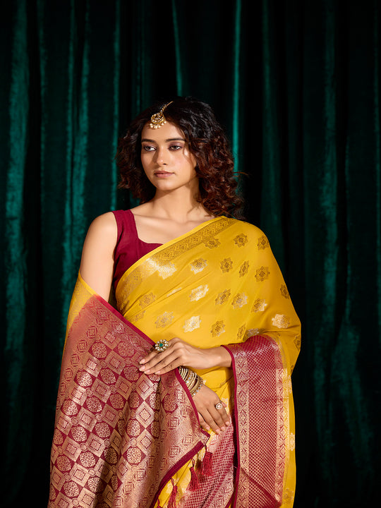 Georgette Banarasi Silk Saree With Blouse Piece