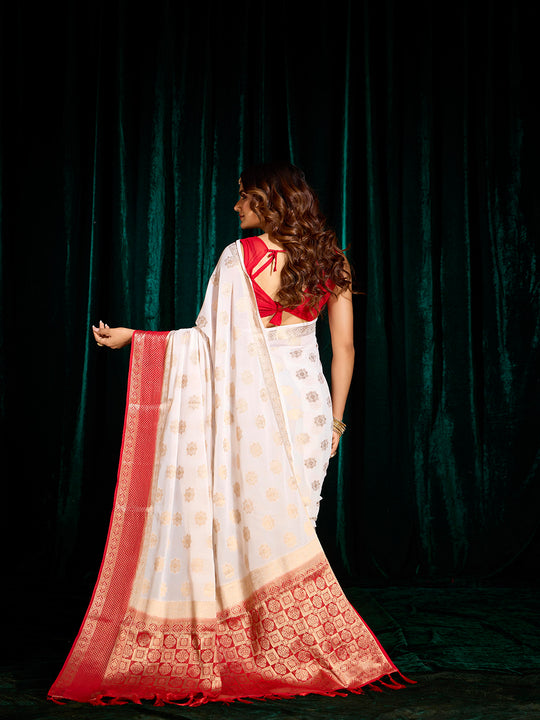 Georgette Banarasi Silk Saree With Blouse Piece