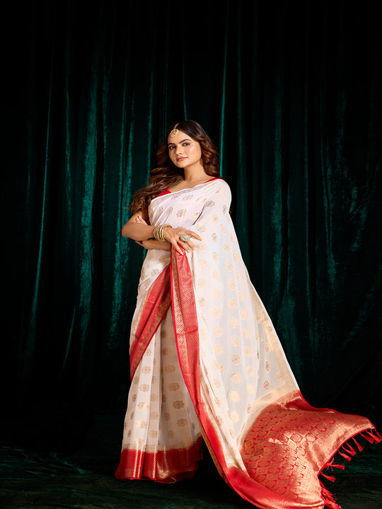 Georgette Banarasi Silk Saree With Blouse Piece